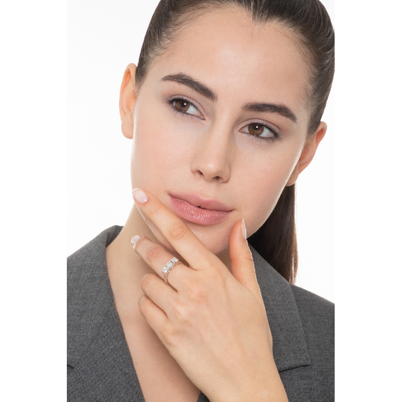 Bague Trilogy en Or Blanc 18k avec 3 Diamants CT 1.00