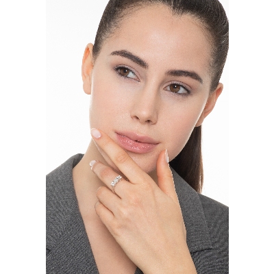 Bague Trilogy en Or Blanc 18k avec 3 Diamants CT 1.00