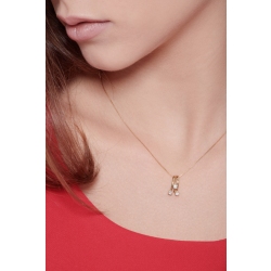 Collier or jaune 18k avec pendentif trilogy diamants ct 0,15 2