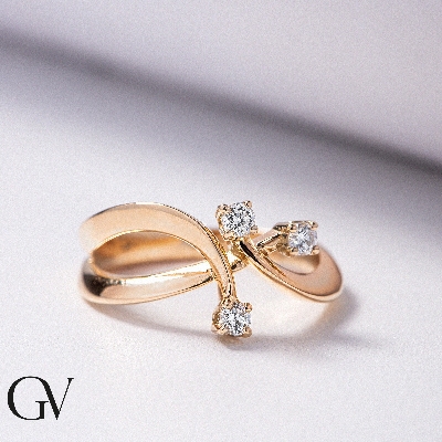 Bague Trilogy Femme en Or Rose 18k avec Diamants ct. 0,22