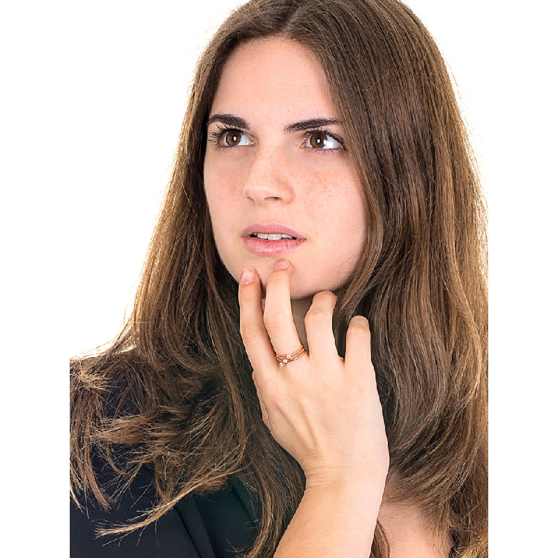 Bague trois anneaux en or rose 18k avec trois diamants