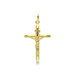 Pendentif Croix en Or Jaune 18k avec Christ