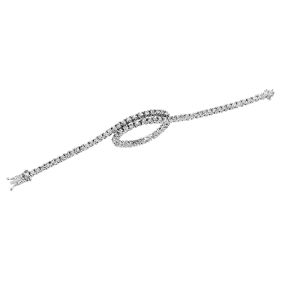 Bracelet tennis homme femme or blanc 18k et diamants