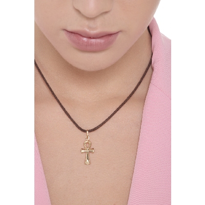 Pendentif Croix Ânkh en or jaune 18k