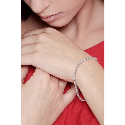 Bracelet tennis homme femme or blanc 18k et diamants