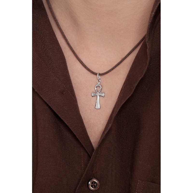Pendentif Croix Hébraïque en or blanc 18k  Pendentif Croix Hébraïque en or blanc 18k