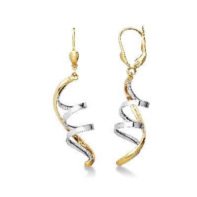 Boucles d’oreilles en or jaune et blanc 18k design en spirale