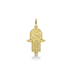 Pendentif en or jaune 18k représente la main de Khamsa