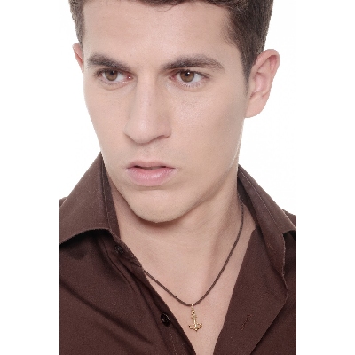 Pendentif Ancre avec Cordages en Or Jaune 18k