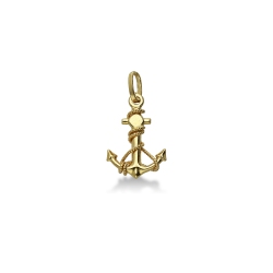 Pendentif Ancre avec Cordages en Or Jaune 18k