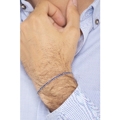 Bracelet Tennis en or blanc 18k avec saphirs bleus
