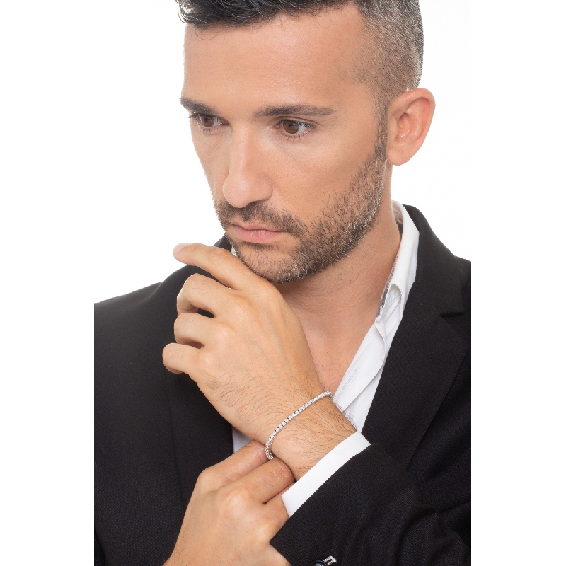 Bracelet rivière de diamants blancs or blanc 18k 