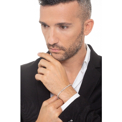 Bracelet rivière de diamants blancs or blanc 18k 