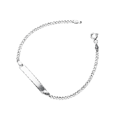 Bracelet avec plaque en or blanc 18 carats, longueur de 16 cm.