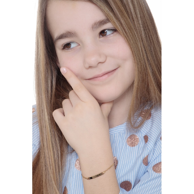 Bracelet avec plaque en or jaune 18 carats, 15 cm