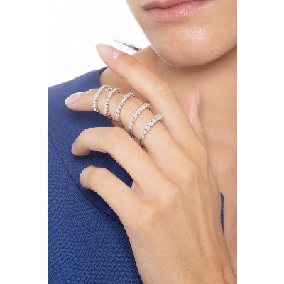 Bague felexible ressort en or blanc 18k avec diamants