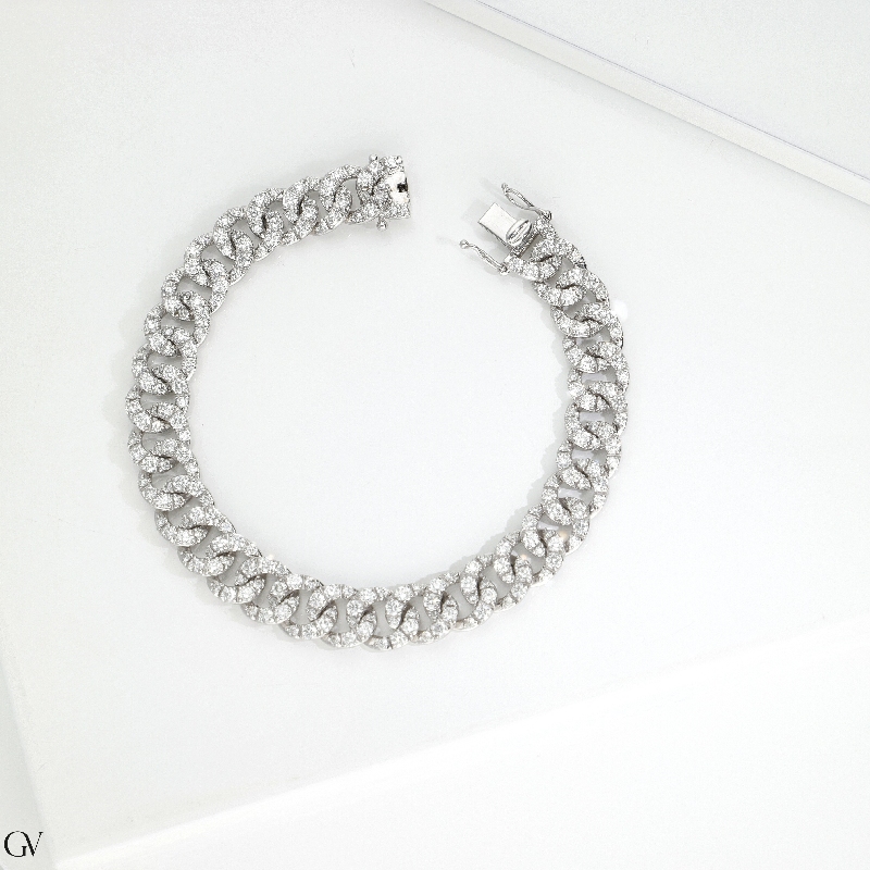 Bracelet gourmette avec diamants Or Blanc 18k