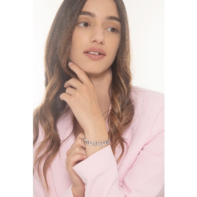 Bracelet gourmette avec diamants Or Blanc 18k