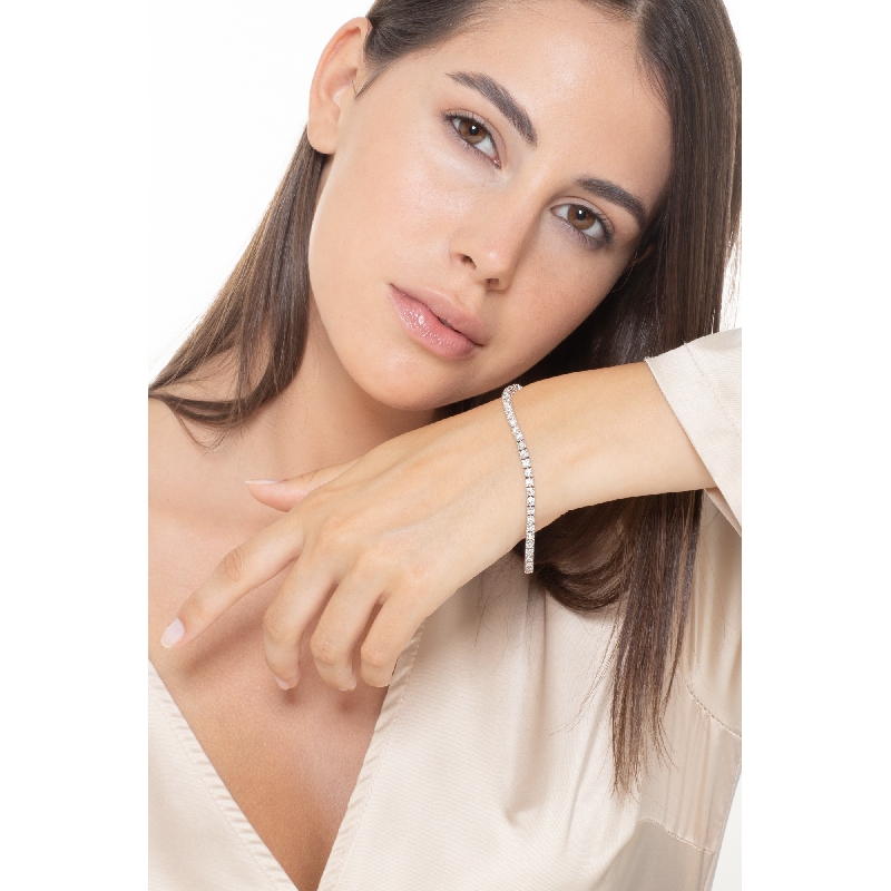 Tennis bracelet diamants or blanc 750