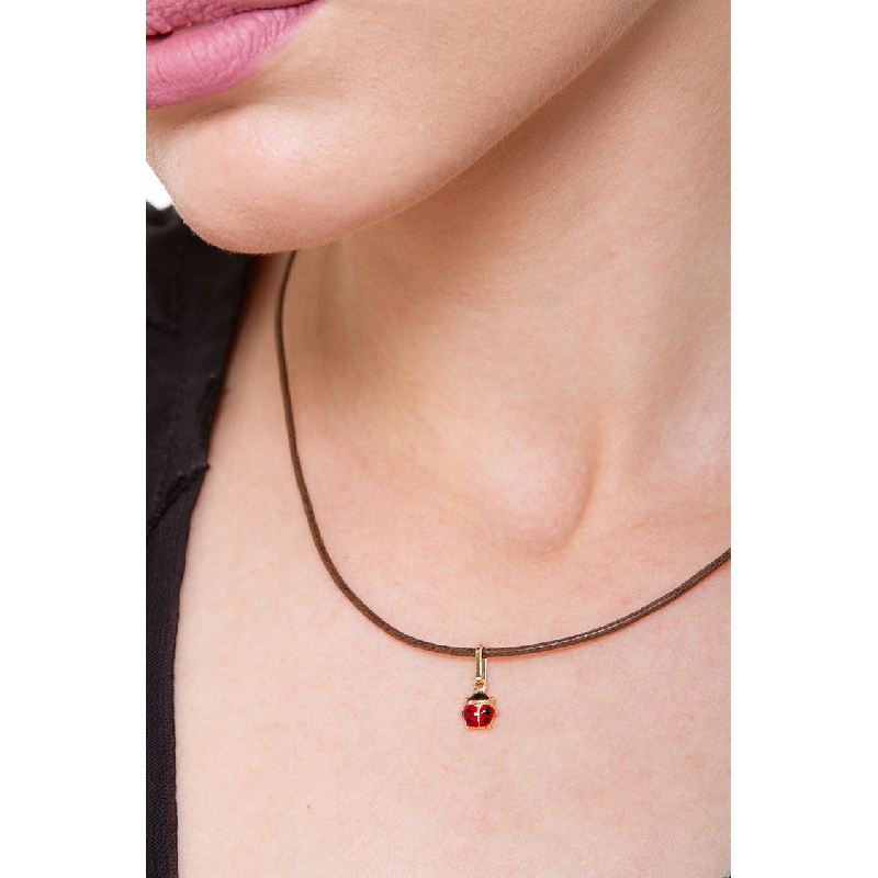 Pendentif coccinelle en or jaune 18k