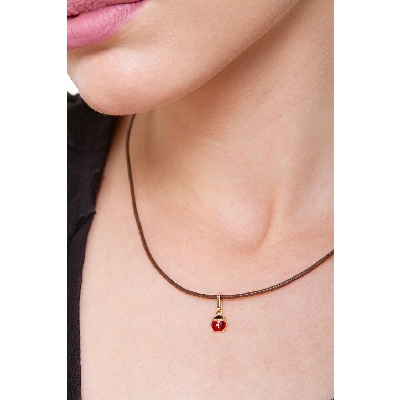 Pendentif coccinelle en or jaune 18k