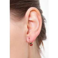 Boucles d’oreilles coccinelle en Or Jaune 18k émaillé 2