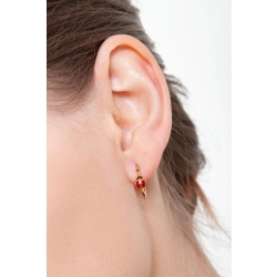 Boucles d'oreilles créoles avec coccinelle en or jaune 18k 2