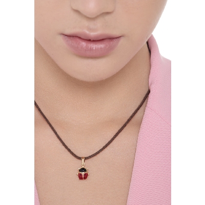Pendentif coccinelle en or jaune 18k émaillé 1,5 cm