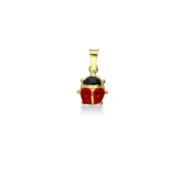 Pendentif coccinelle en or jaune 18k émaillé 1,5 cm