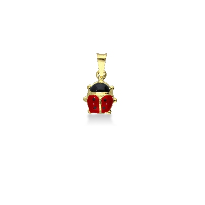 Pendentif coccinelle en or jaune 18k émaillé 1,5 cm