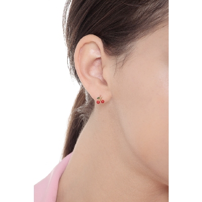 Boucles d’oreilles cerise en or jaune 18k 