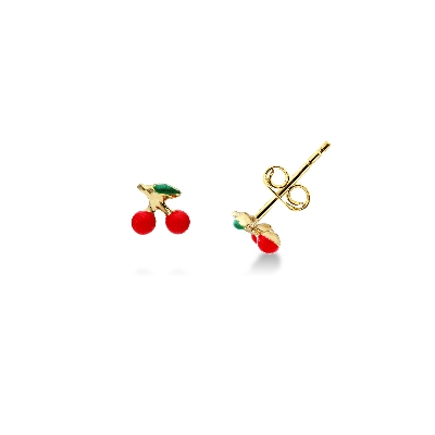 Boucles d’oreilles cerise en or jaune 18k 
