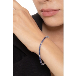 Bracelet tennis à fil en or blanc 18k avec saphirs bleus et diamants 2