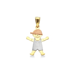 Pendentif enfant en or blanc, jaune et rose