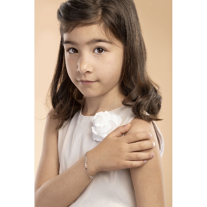 Bracelet pour enfant en or blanc avec plaque Bracelet pour enfant en or blanc avec plaque