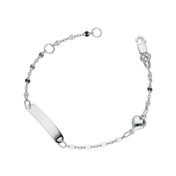 Bracelet pour enfant en or blanc avec plaque