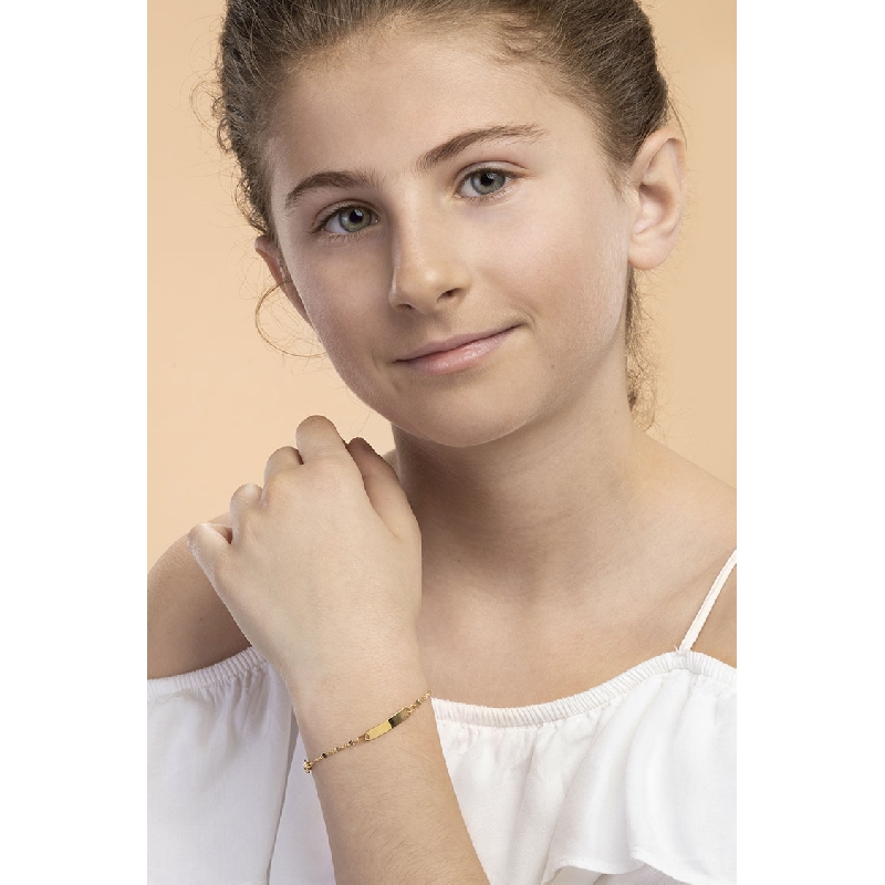 Bracelet avec plaque en or jaune 18 carats, 14 cm