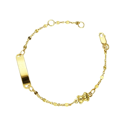 Bracelet avec plaque en or jaune 18 carats, 14 cm