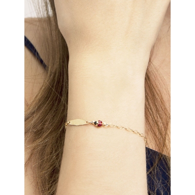Bracelet  personnalisable en or jaune 18K avec coccinelles