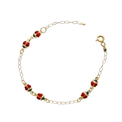 Bracelet femme Fantaisie en or jaune 18k avec six coccinelles