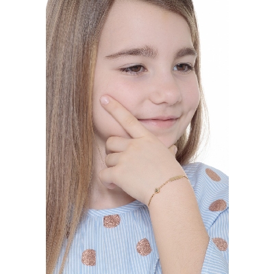 Bracelet en or jaune 18k avec plaque et cœur