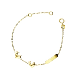 Bracelet fille en or jaune 18 carats plaque et dauphins