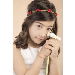 Bracelet enfant ajustable en or jaune avec coraux et plaque, 15 cm 2