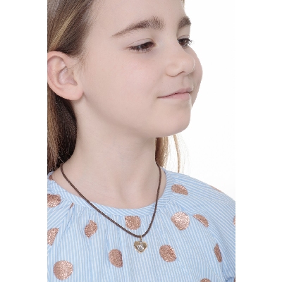 Pendentif cœur en or jaune avec petit ange en or blanc