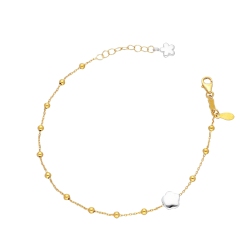 Bracelet ajustable en or jaune et blanc 750 avec fleur