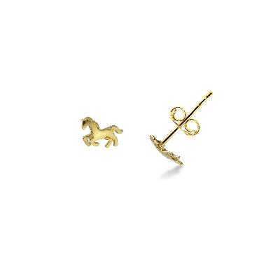 Boucles d'oreilles en or jaune 18k avec petit cheval.