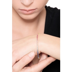 Bracelet Tennis à fil en or jaune 18 carats avec des saphirs multicolores 2