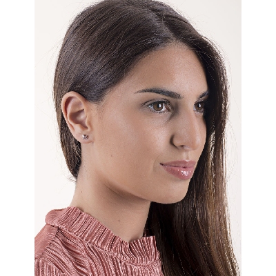 Boucles d’oreilles en or blanc 18k avec cheval et zircons