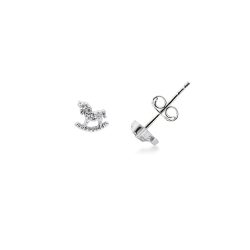Boucles d’oreilles en or blanc 18k avec cheval et zircons