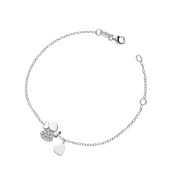 Bracelet symbolique or blanc 18 carats avec ange et zircons